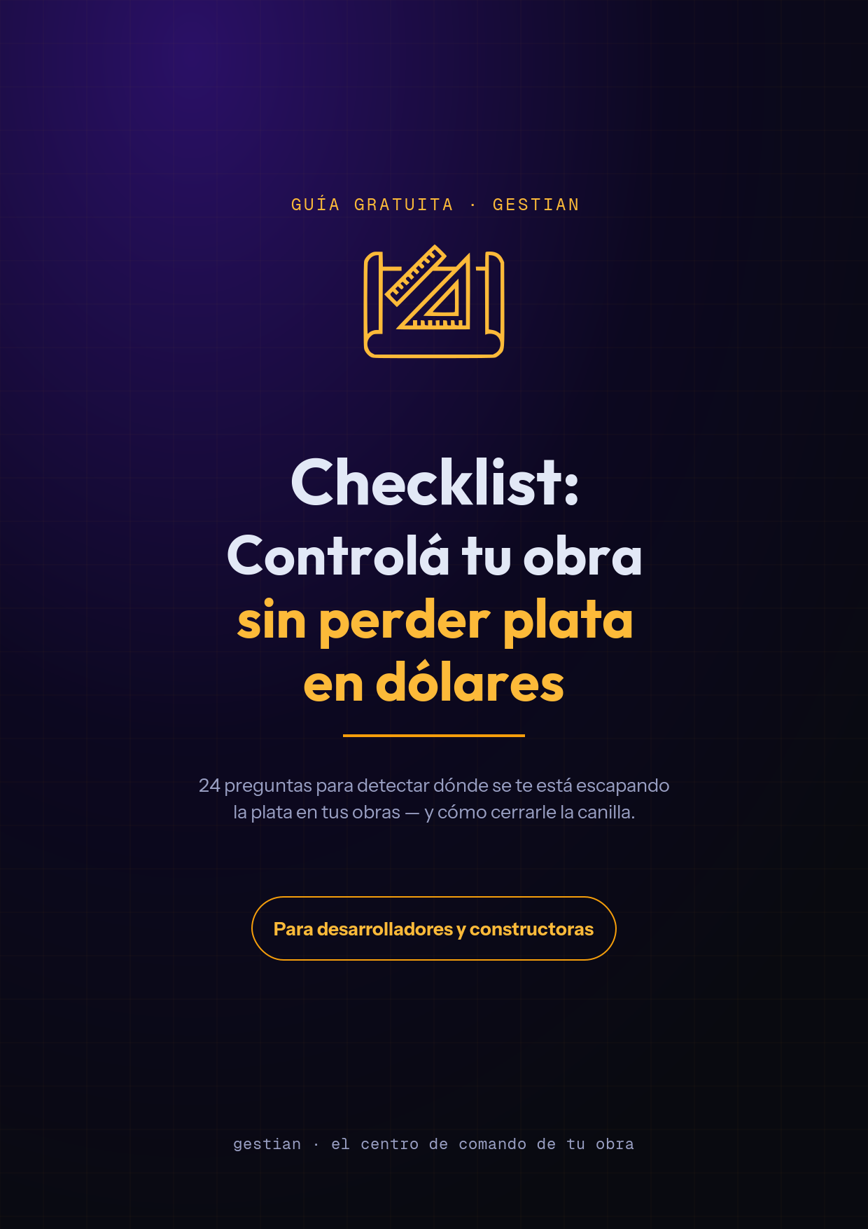 Portada del checklist gratuito de Gestian para poner tu obra en orden